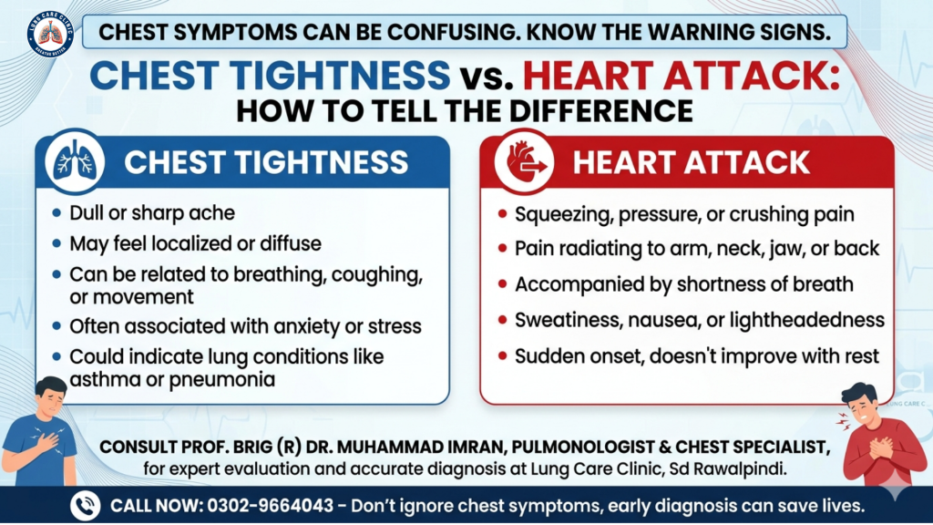 chest tightness vs heart attack