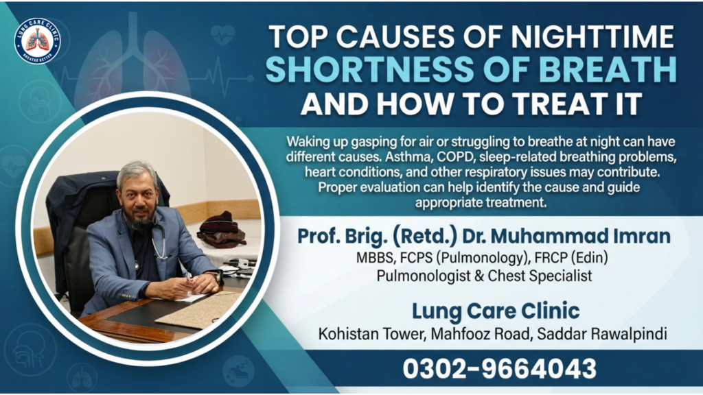 Nighttime shortness of breath can have several causes, including asthma, COPD, sleep apnea, infections, and heart-related conditions. Learn the warning signs and treatment options.
